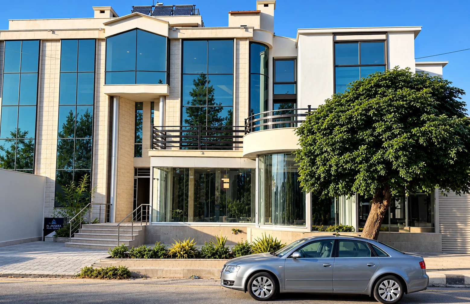 Actual exterior of the A M BALAN building in Yafour, Damascus
